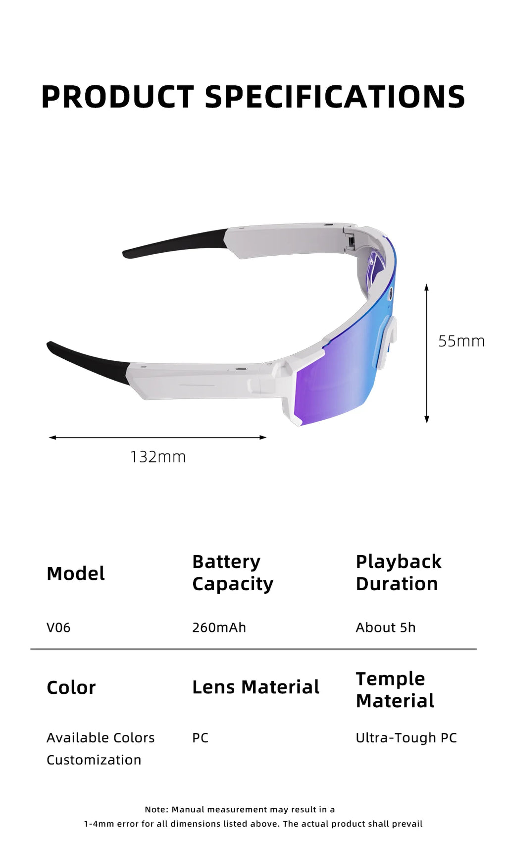 4K Camera Bluetooth Polarized Smart Glasses - UV400 Cycling Series Tidesmit