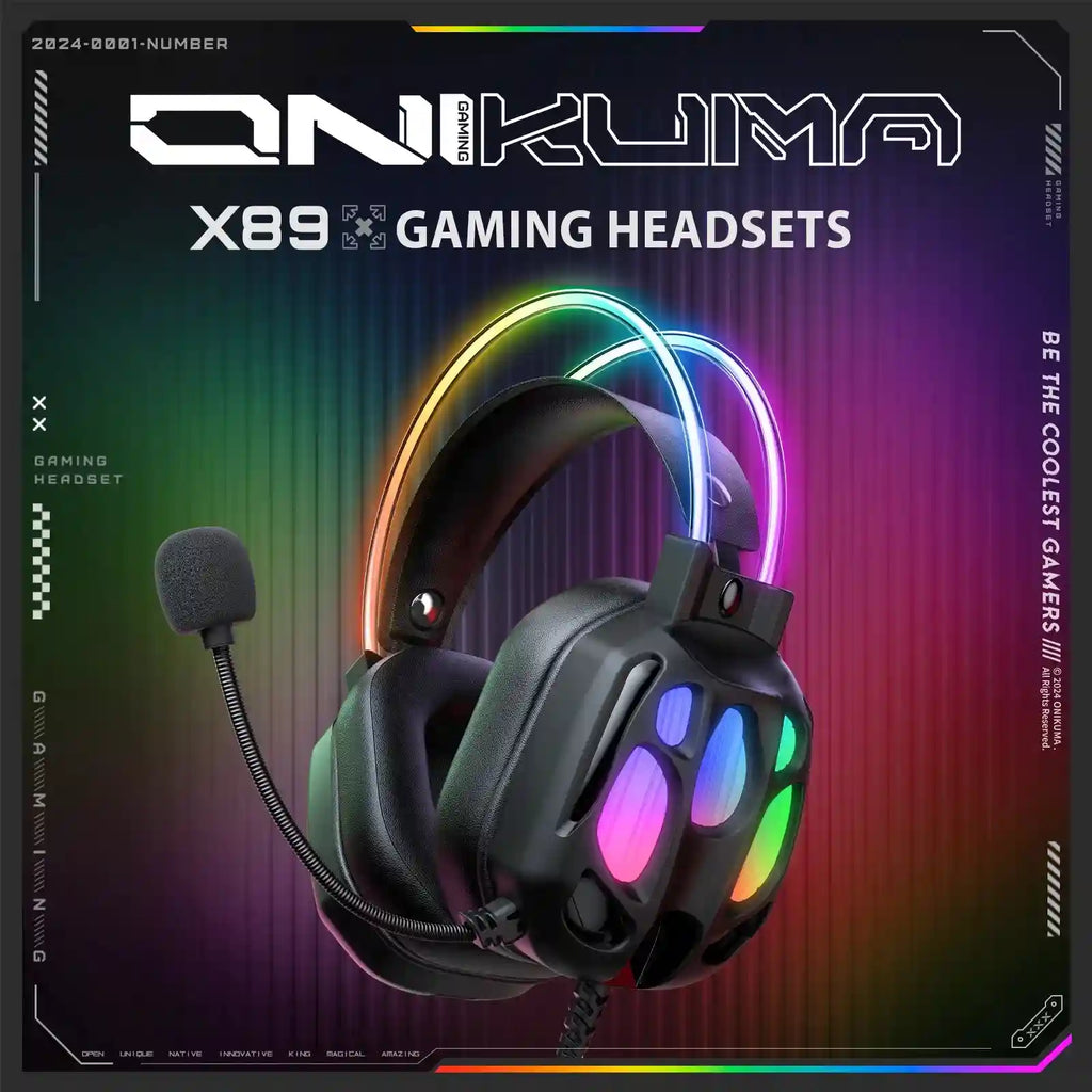 ONIKUMA X89 Gaming Headphones: Surround Sound Over-Ear Wired Headset Tidesmit