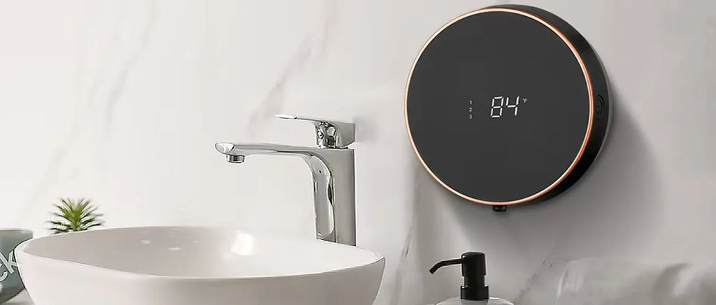 Tidesmit automatic touchless wall-mount foaming soap dispenser with LED temperature display for bathroom or kitchen