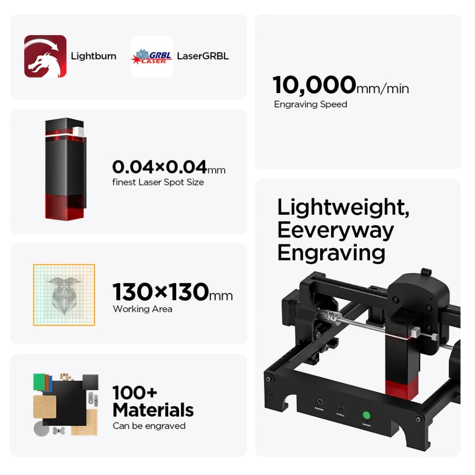 ACMER S1 6W Mini Laser Engraver Portable Small Laser Engraving Cutting Tool Machine DIY for Logo Wood Leather Acrylc Beginner