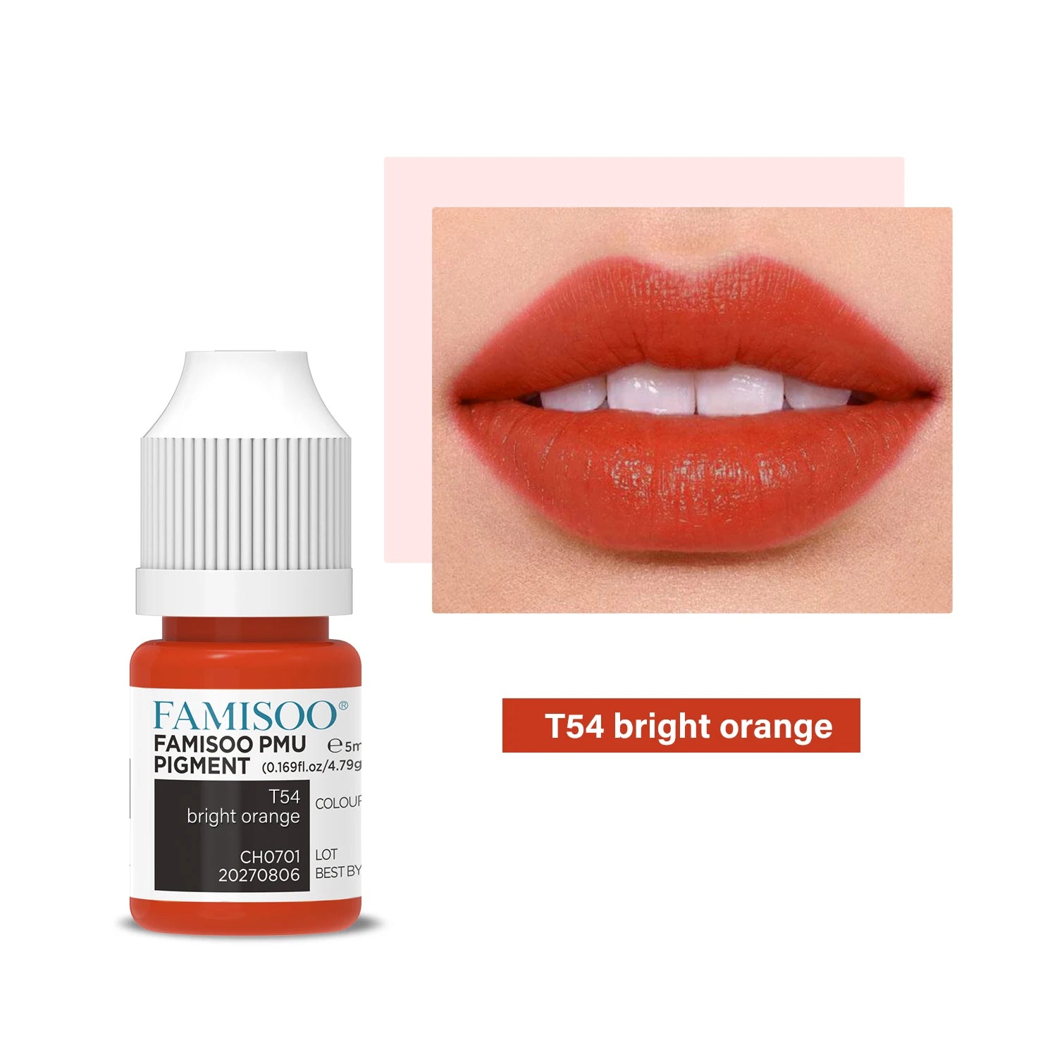 Permanent Makeup Pigment 5ml | Professional PMU Lip & Brow Ink Permanent Makeup Machines T54 Vermilion China Mainland Tidesmit