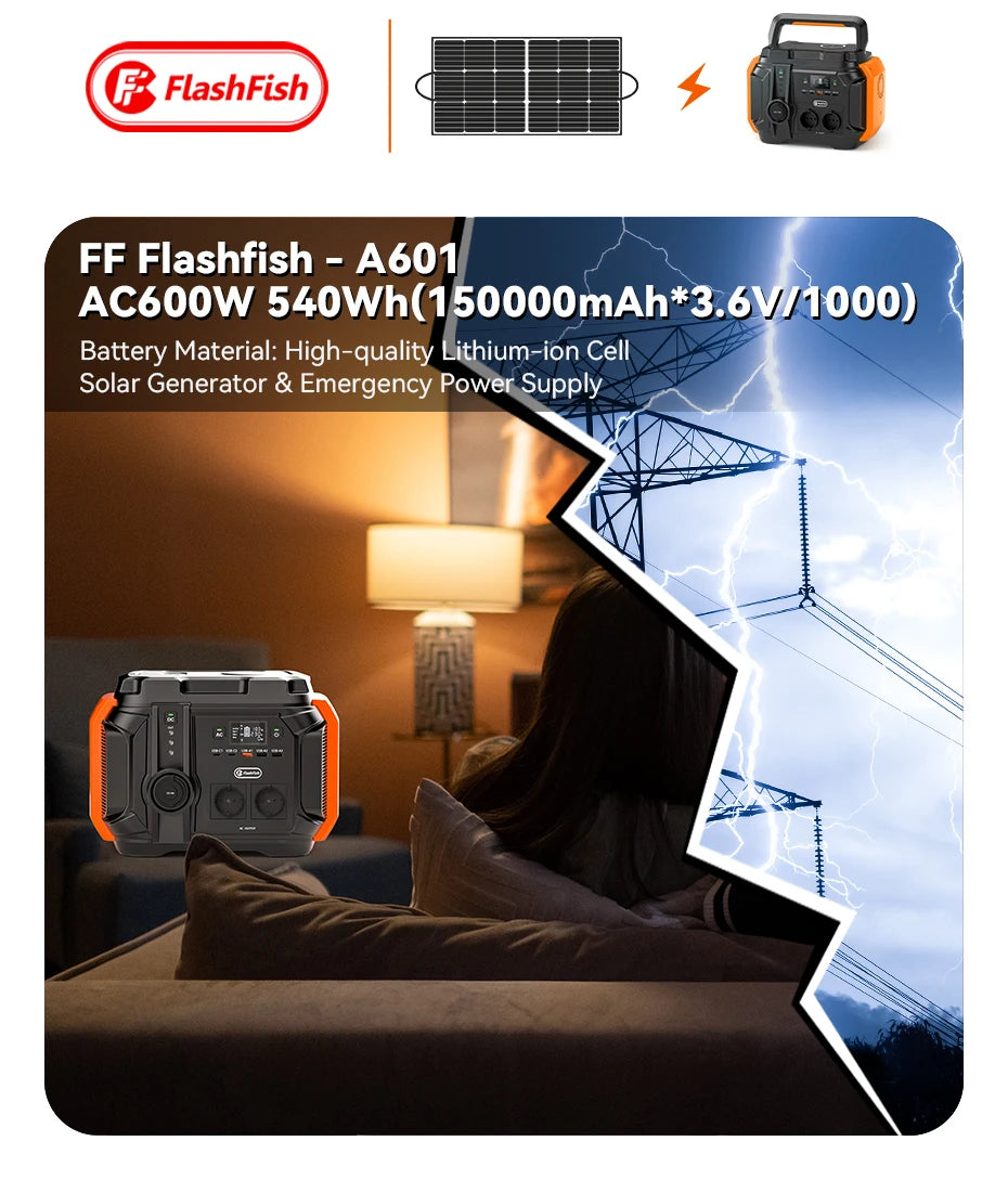 Portable Power Station 600W 540Wh Solar Generator for Outdoor Camping Tidesmit