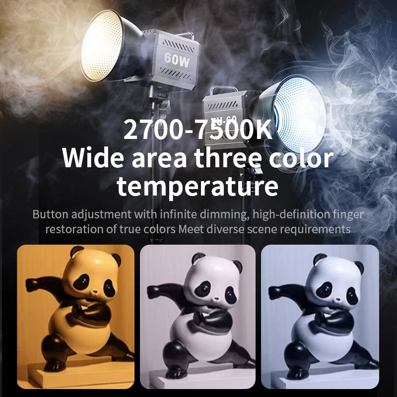 LED Video Light 60W-80W Bi-Color COB Studio Lamp for Content Creation Tidesmit