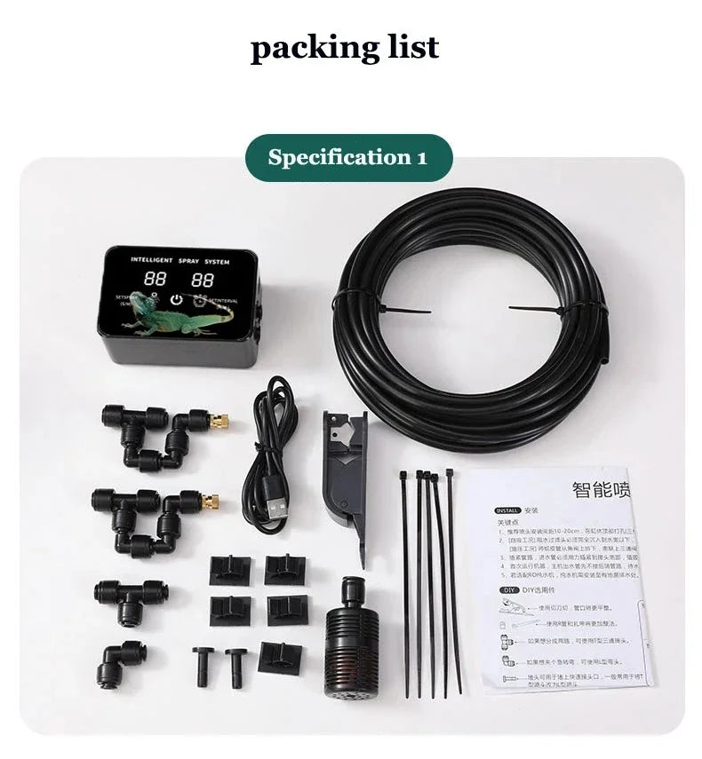 Intelligent Reptile Spray Irrigation Timer System Mist Rainforest Terrariums Automatic Spray Misting Plant Watering System Kit