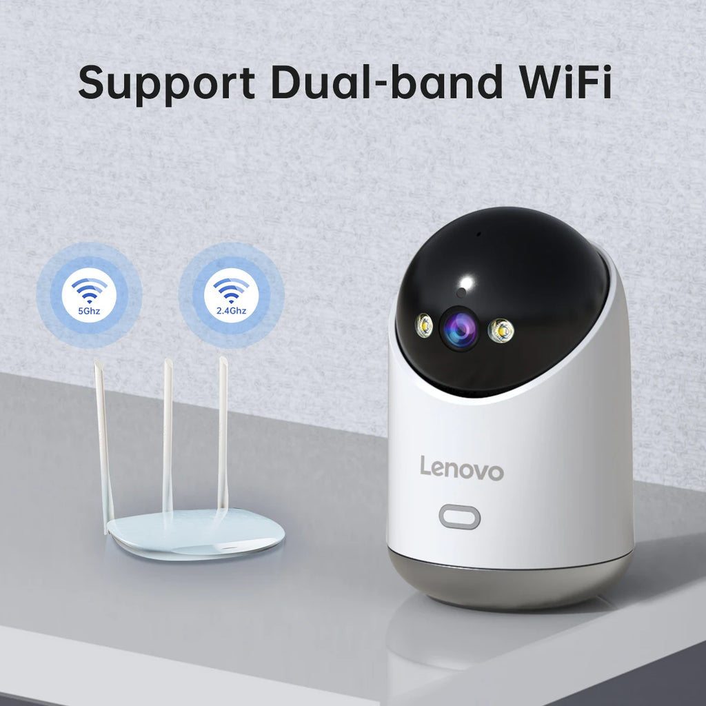 Lenovo 8MP 5G Wifi Indoor Security Camera HD IP Cam Color Night Vision Two-Way Audio PTZ 360° Home Surveillance Baby Monitor