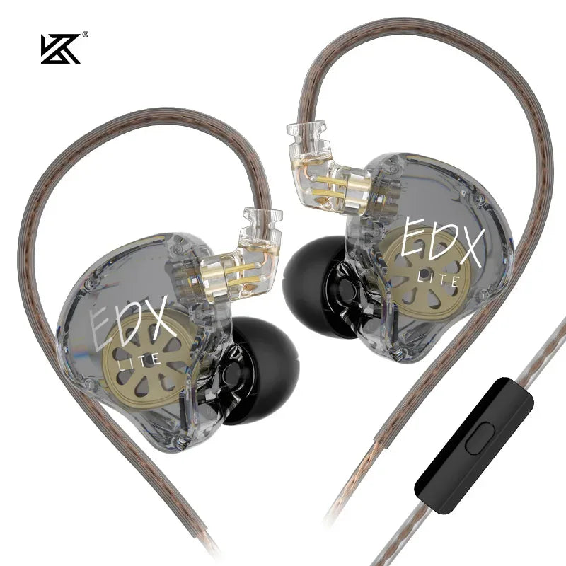 KZ EDX Lite Wired In Ear Earphones Monitor Stage Live Headphones HIFI Stereo Bass Music Earbuds Sports Gaming Headset EDX Lite Grey MIC Tidesmit