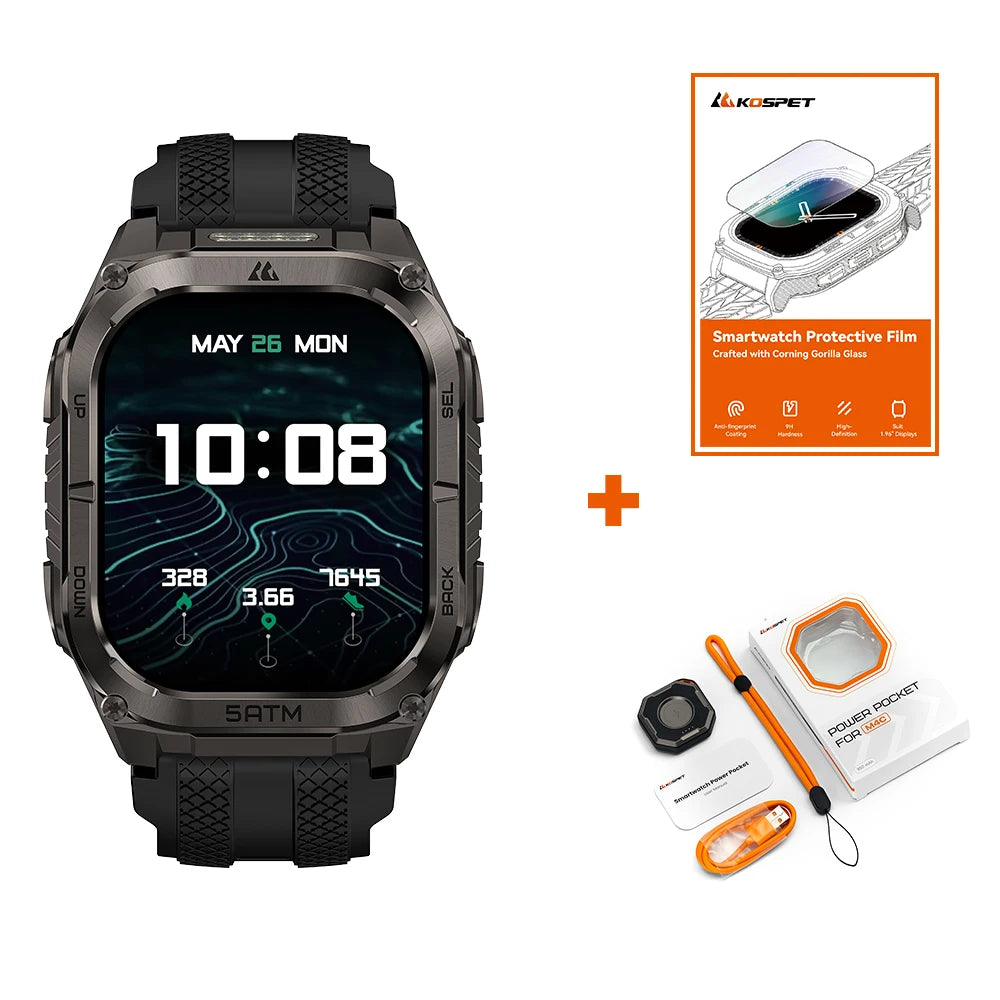 KOSPET TANK M4C Smartwatch for Men Tactical Outdoor Watch with Walkie-Talkie & GPS Military-Grade Durability 5ATM Waterproof