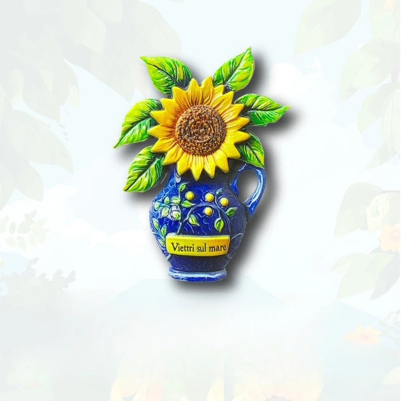 Vietri Sul Mare Fridge Magnet - Artisan 3D Ceramic Vase Souvenir Unique Italian Coastal Gift for Travel Mediterranean Home Decor