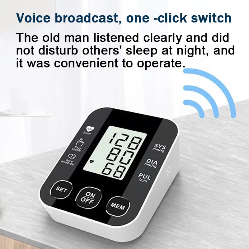 English Voice Digital LCD Tensiometers Blood Pressure Monitor Heart rate Meter Large Cuff Sphygmomanometer Portable Tonometer