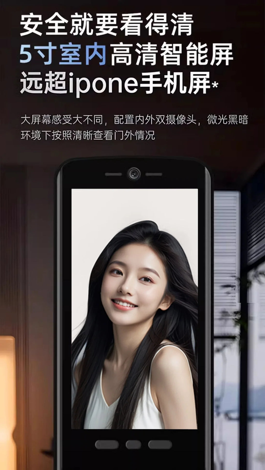 Fully automatic 3D visual facial recognition fingerprint, dual screen dual camera, home smart password lock