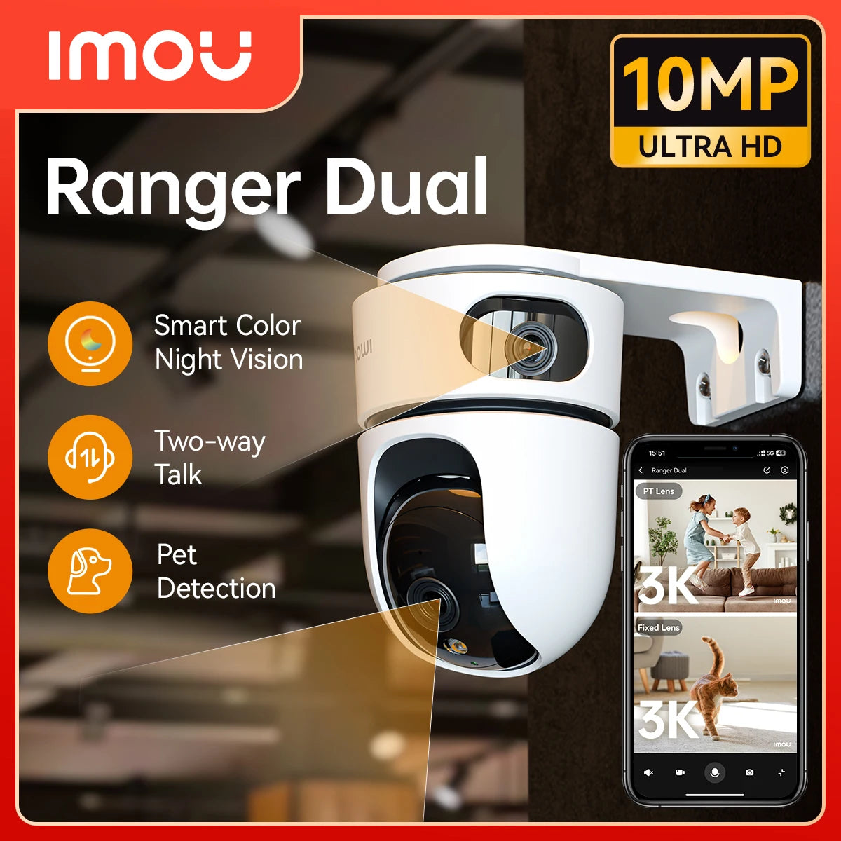 IMOU 360° PTZ Dual Lens IP Camera Human Pet Detection Security Camera Baby Monitor AI Color Night Vision Surveillance wifi Cam