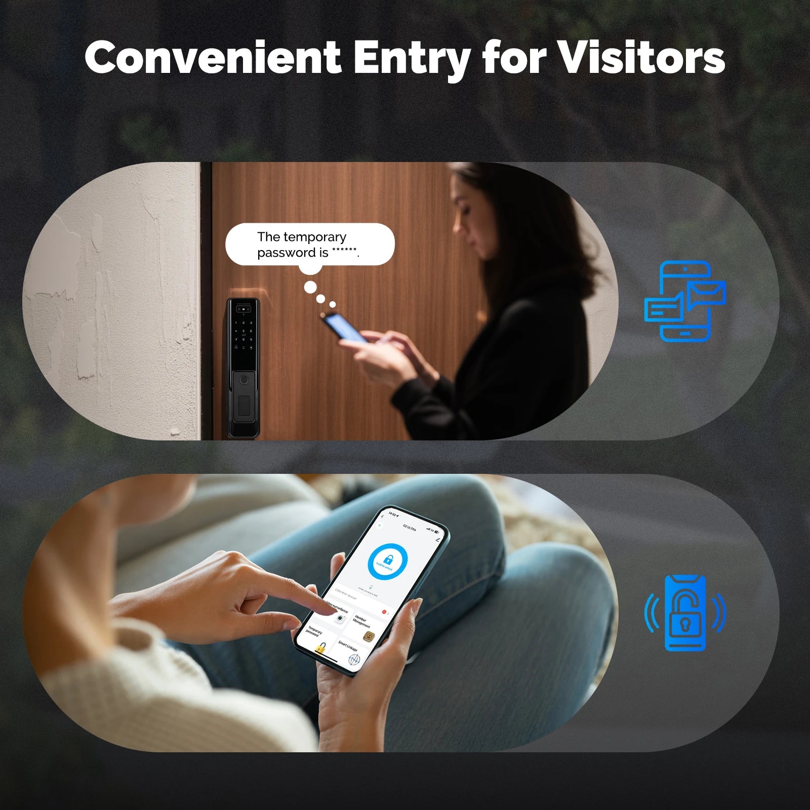 MOES Tuya WiFi Smart Door Lock Facial Palm Vein Recognition Remote Fingerprint Password IC Card Unlock Indoor Battery Powered