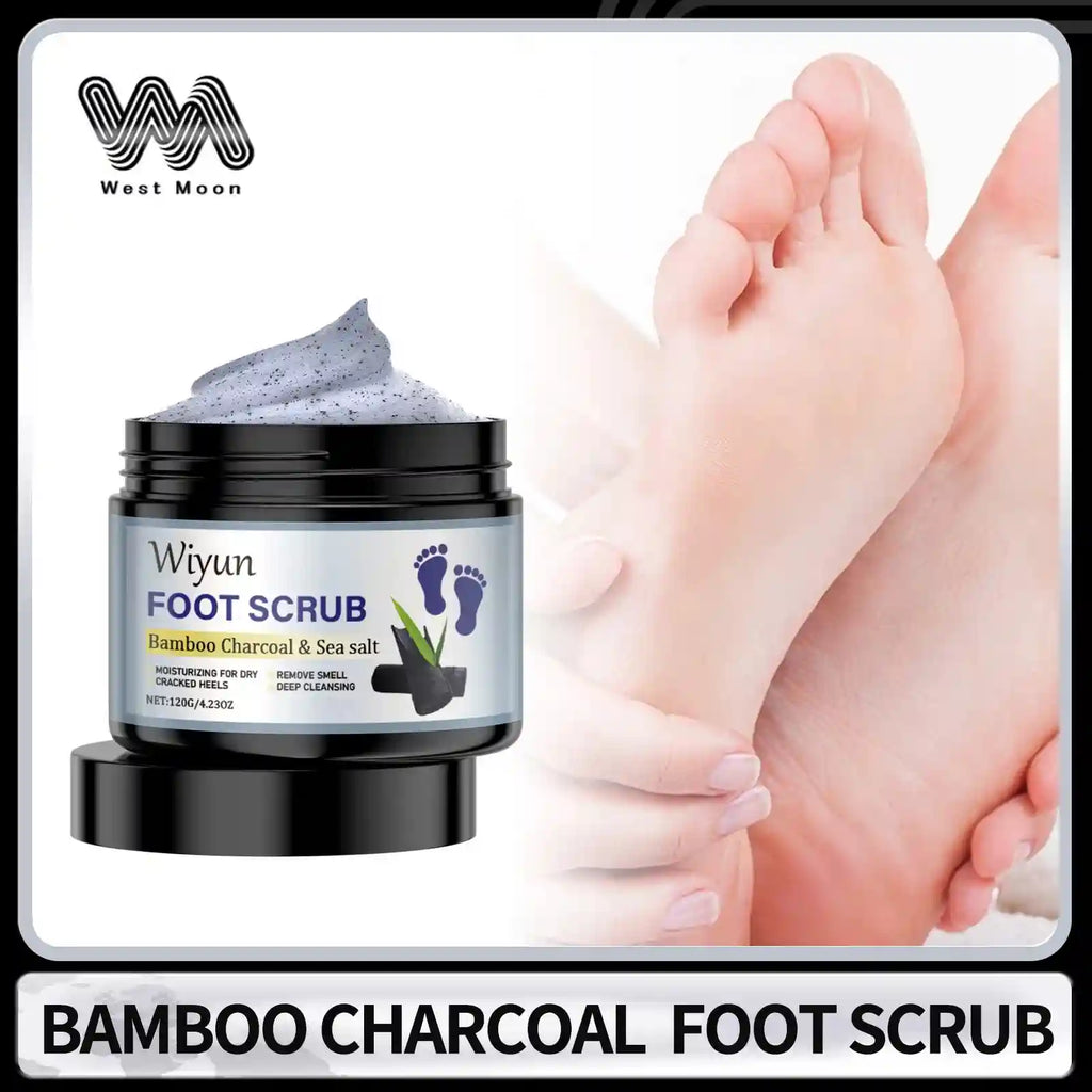 Bamboo Charcoal Foot Scrub for Dead Skin Removal - 120g Natural Exfoliant Scrubs Treatments Tidesmit
