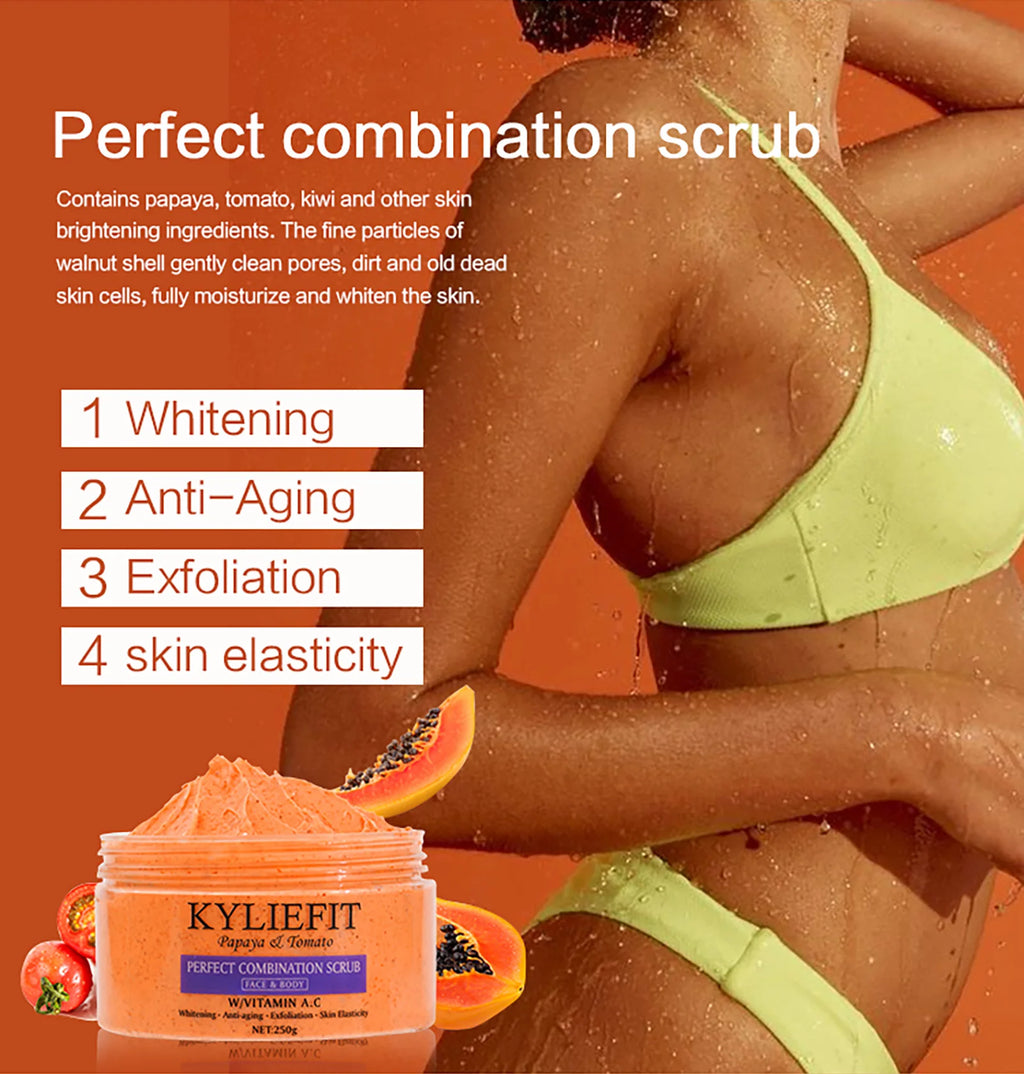 Papaya Tomato Body Scrub 250g | Natural Exfoliating Treatment by Tidesmit Scrubs Treatments Tidesmit
