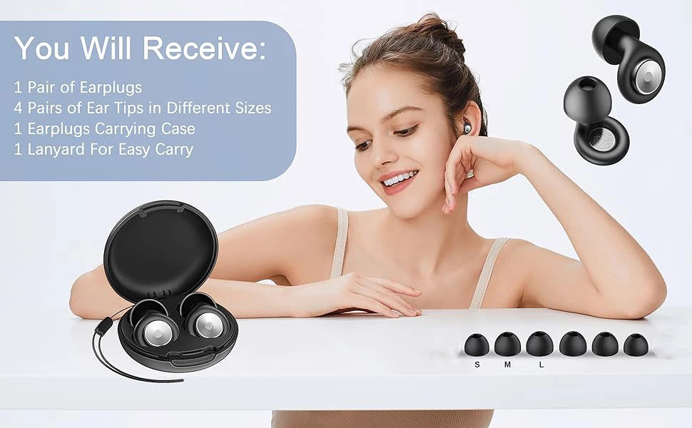 3D Sleep Mask with Integrated Earplugs - Ergonomic Light Blocking Tidesmit