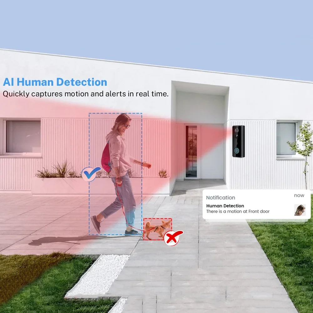 Wireless WIFI FHD Tuya Doorbell IP65 Waterproof Video Intercom with Camera for Home Security PIR Motion Detection Night Vision