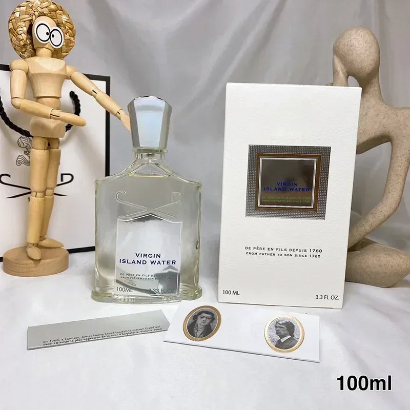 Creed Virgin Island Water unisex EDP perfume. 100ml iconic glass bottle, tropical fragrance spray for men and women.