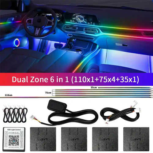 LED Car Ambient Lights: 10-in-1 RGB Bluetooth App-Controlled Interior Kit Tidesmit