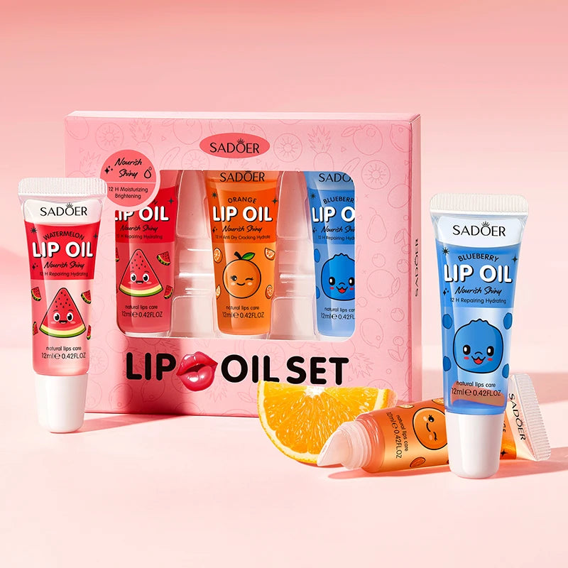 Crystal Jelly Lip Oil Set - Hydrating 3-Piece Lip Treatment Lip Care Tidesmit