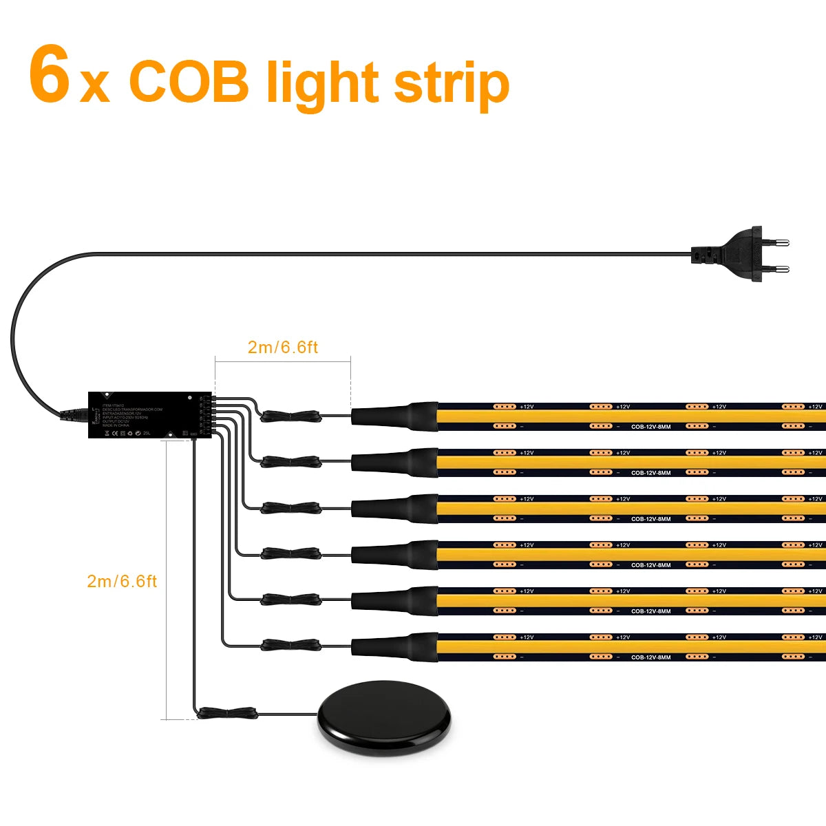 Touch Dimmer COB LED Strip Light, No Hole Install, Penetrate Wood/Glass Control, 12V Warm/Neutral White, for Acoustic Wall Panel