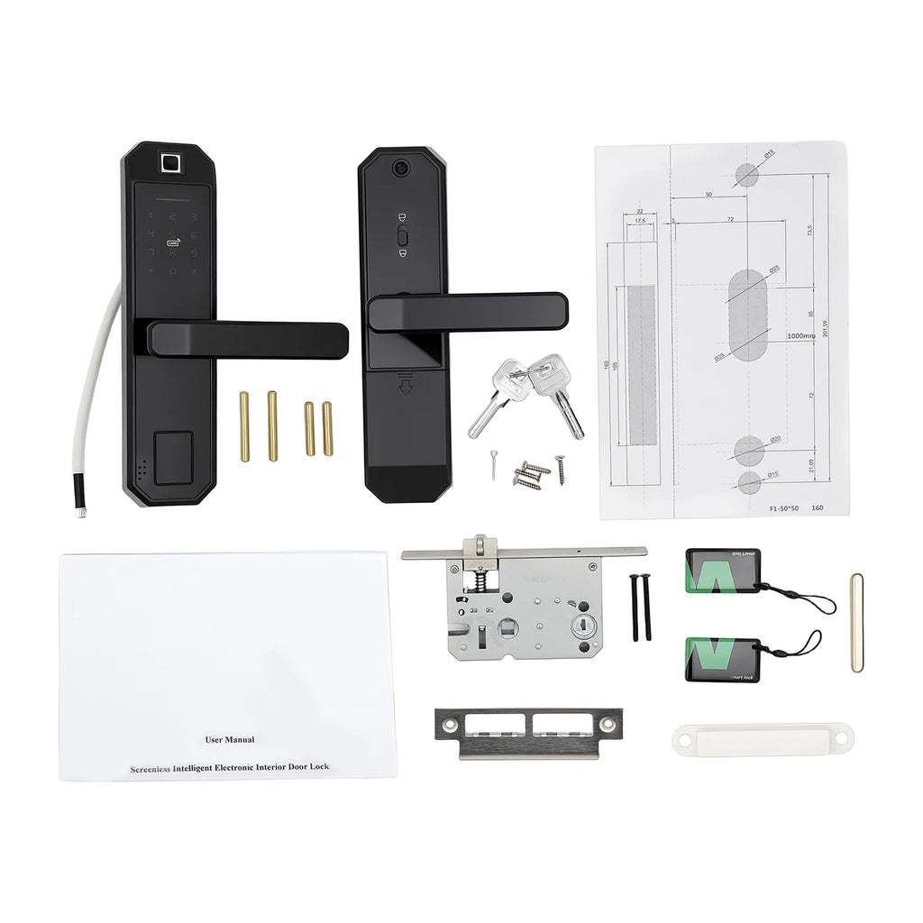 Smart Lock with Fingerprint Electronic Passcode for Front Door, Keyless Fingerprint Smart Door Lock with 4  AAA Dry Batteries