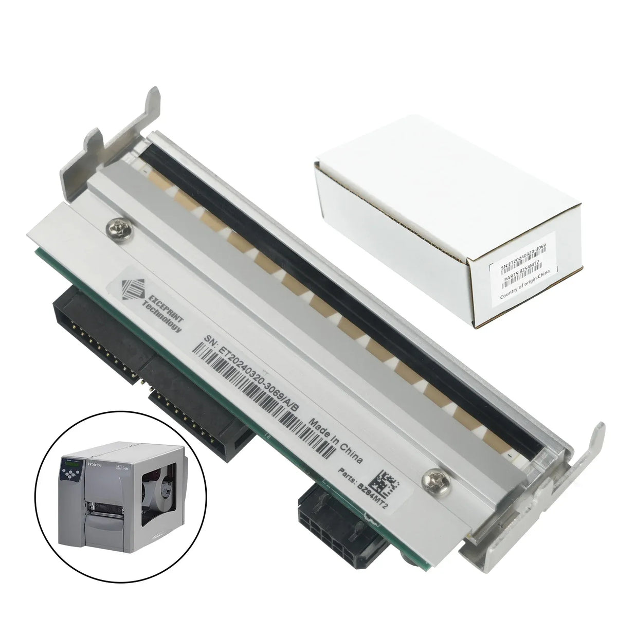 Thermal printhead bar with connector pins and box for storage
