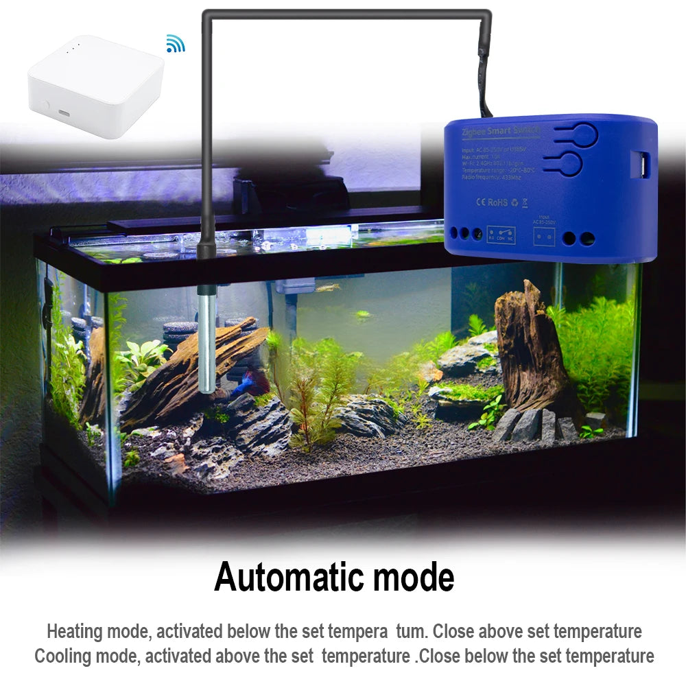 Tuya Zigbee Temperature Sensor WiFi Smart Temperature Switch with 16A 2000W Thermostat Data Monitoring Alexa Compatible
