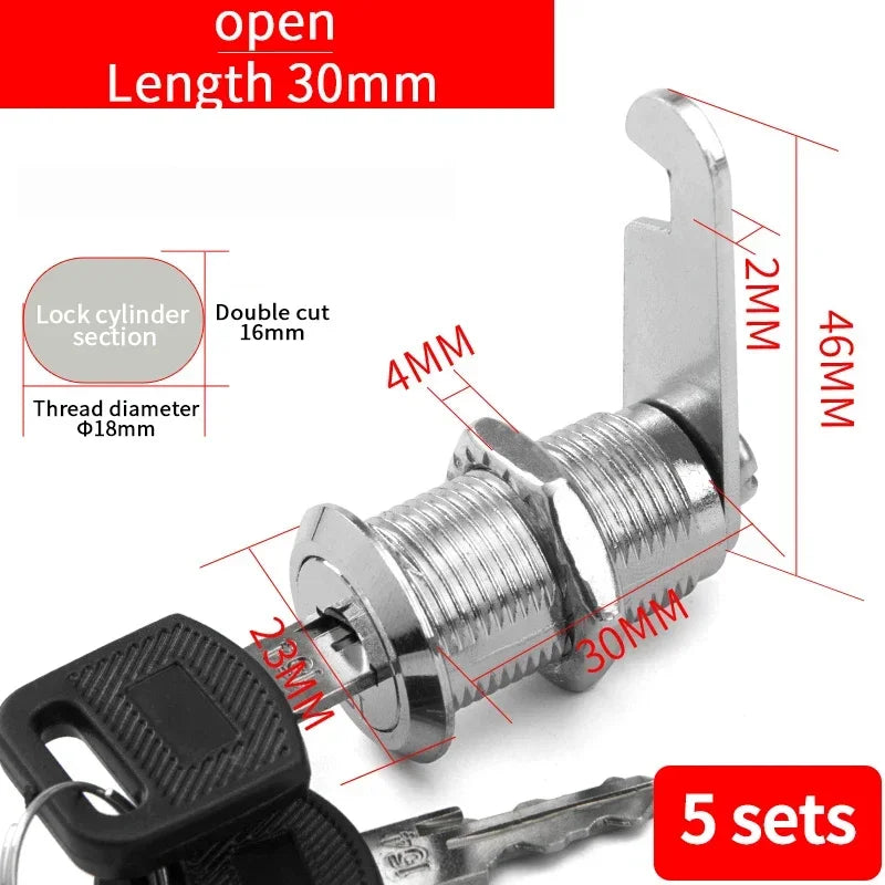 5/20/100SETS 16mm 20mm 25mm 30mm 35mm Metal Rotary Key Switch Push Button Lock Switch Latching Cylinder Cabinet Security Locker