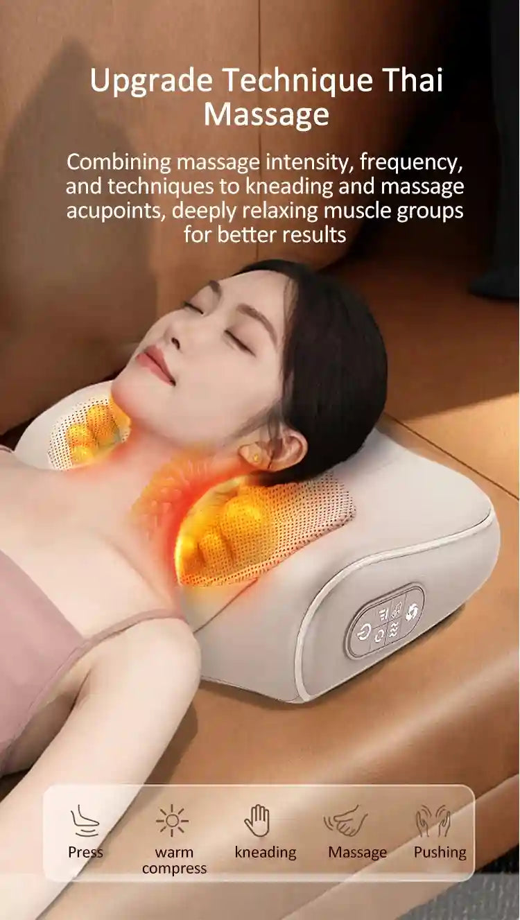 Neck Massage Pillow Shiatsu Back Massager with Heat Therapy Massage Roller Tidesmit