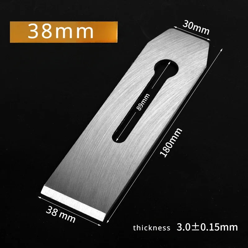 38mm planer blade with handle slot, silver steel plate with beveled edge