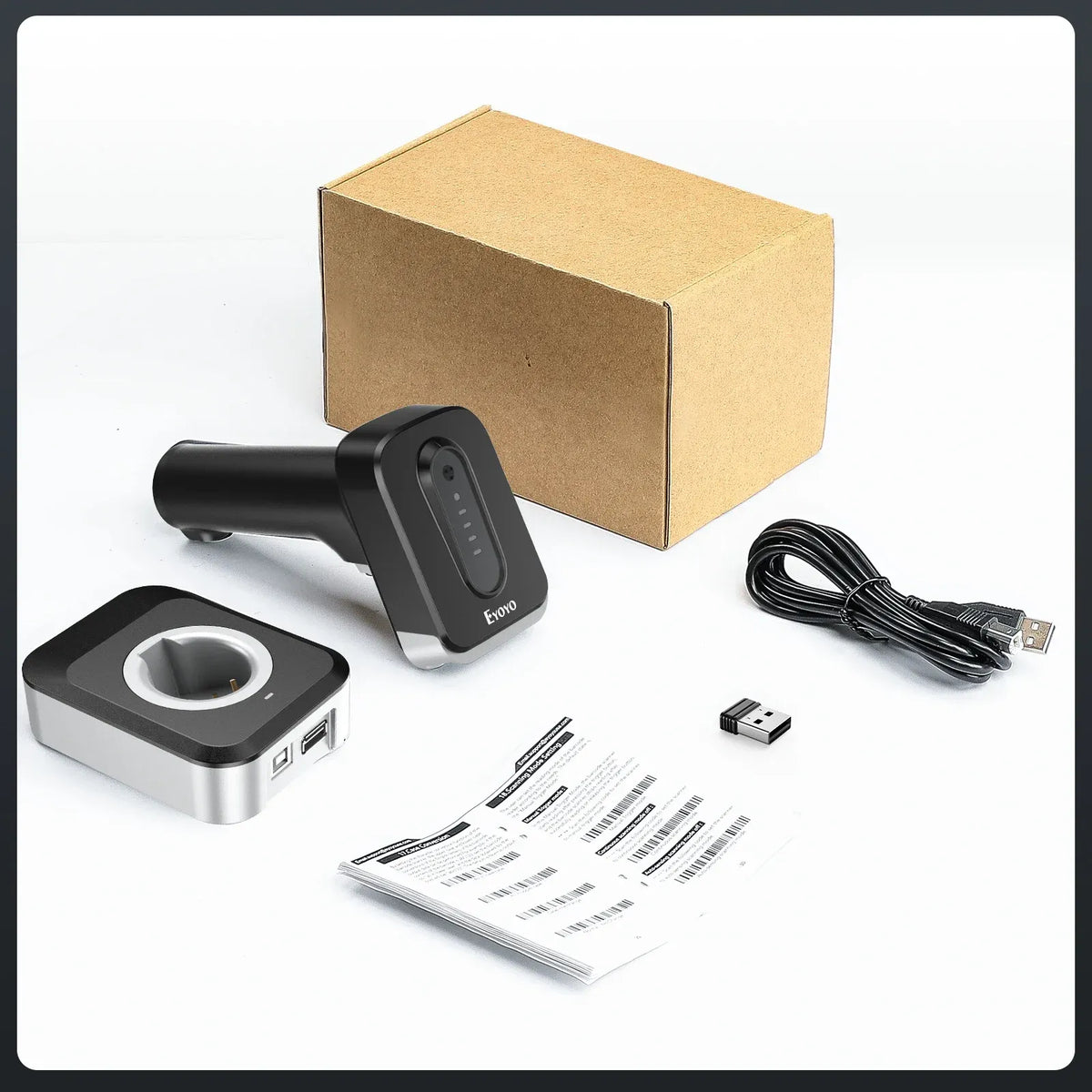 Eyoyo Blueooth Wireless 2D Barcode Scanner and Wired QR Barcode Reader PDF417 Automatic Sensing for Pos Scanning