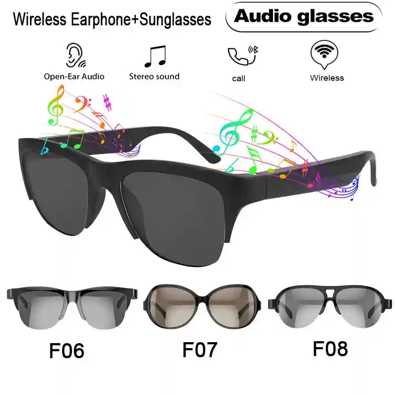 Smart Bluetooth Audio Sunglasses - Wireless Hands-Free Spatial Audio Black Tidesmit