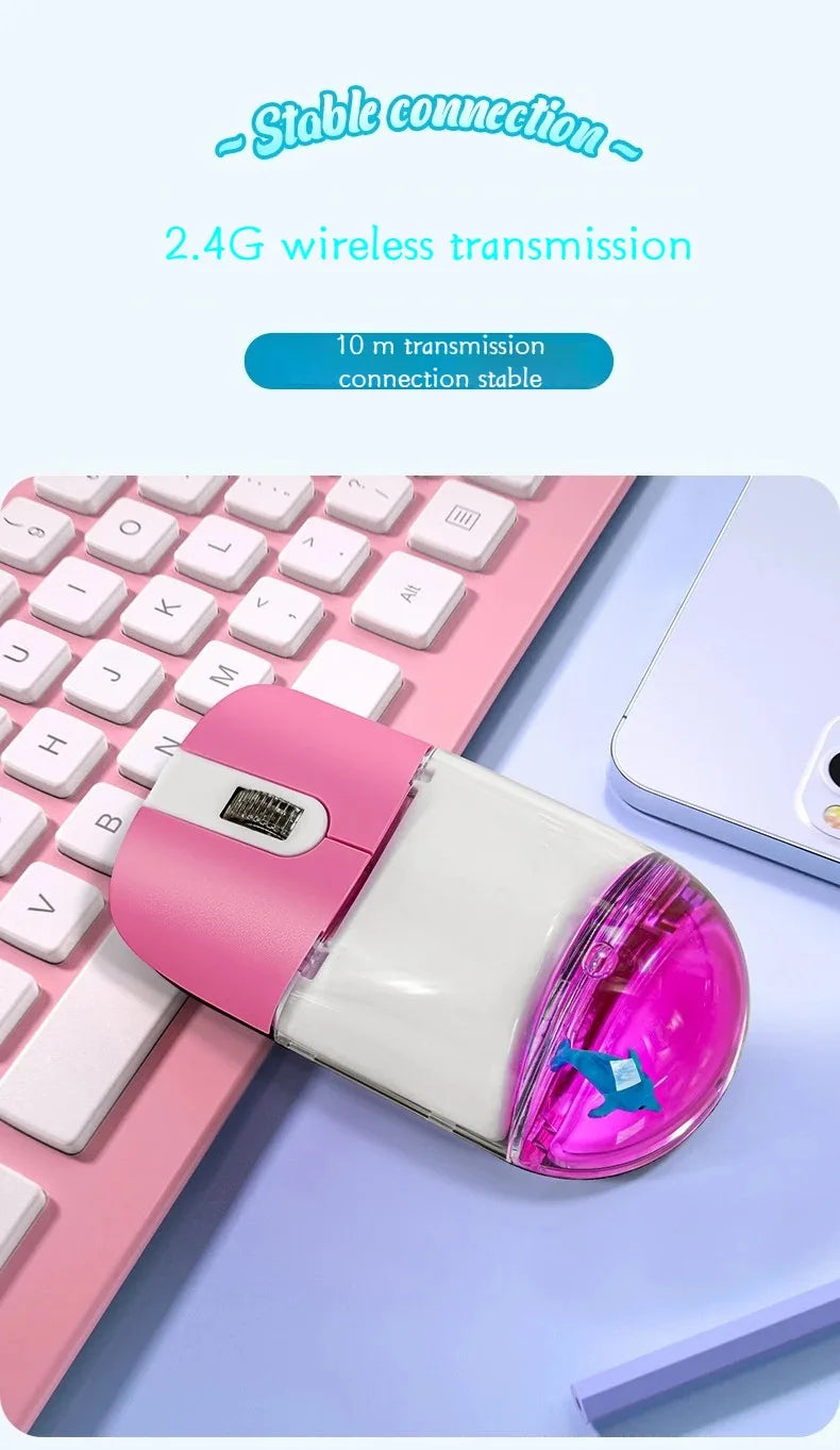 Creative Cute Floating Aquarium Animal 2.4 Wireless Mouse Ergonomics Mute Liquid Mice For PC Laptop Computer Accessoires Gifts