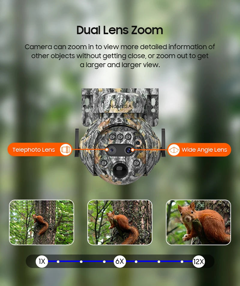 INQMEGA 8MP Solar Powered Camera 4K 4G / WIFI Solar Camera Solar Panel  Security PIR Human Detection Cam in Forest