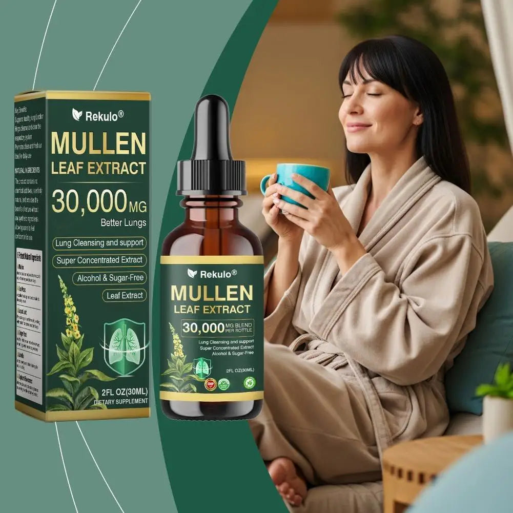 Fast Absorption Lung Clean Drops Natural Mullein Leaf Extract 30000mg Daily Respiratory Care Drops