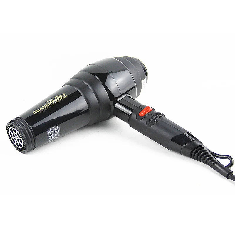 Black 2300W professional salon hair dryer with speed controls and air concentrator nozzle for fast drying.