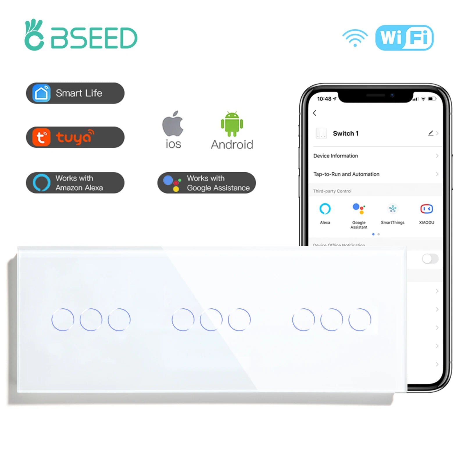 WiFi Smart Light Switch - Glass Touch Panel | Tidesmit Home Automation 3G 3G 3G Tidesmit