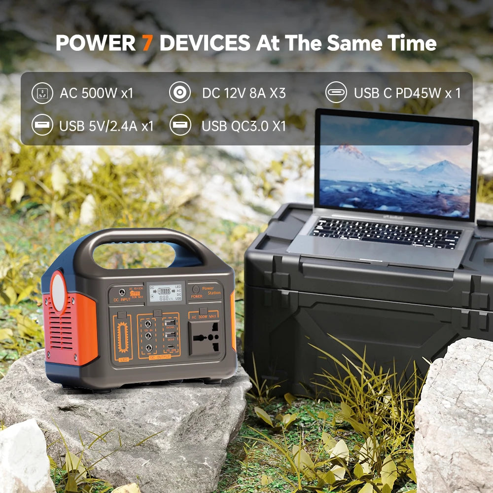 Gaiaray 500W 460Wh Portable Power Station LiFePO4 Battery UPS Backup Power Solar Generator Emergency Power Plant for Camping RV