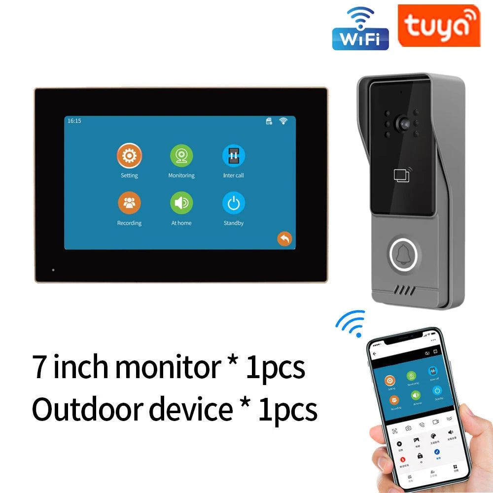 support tuya app Smart Video Intercom 1080P AHD WiFi Access Control System Camera Monitor Villa Home Security