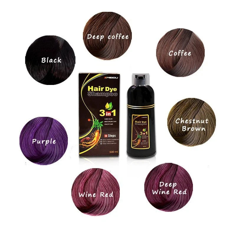3-in-1 Black Hair Dye Shampoo Instant Hair Color Shampoo For Gray Hair Coverage Natural Herbal Permanent Hair Dye For Men Women