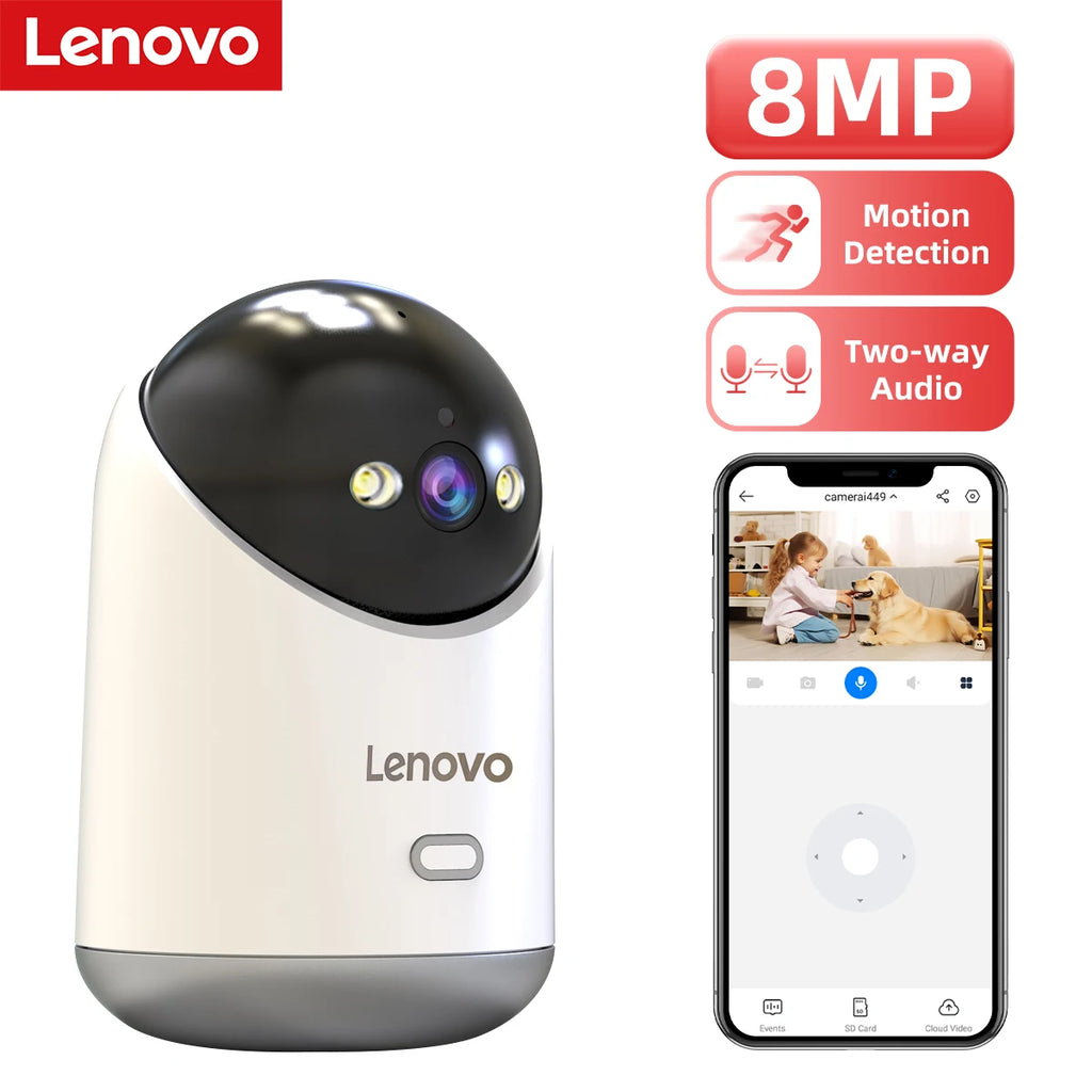 Lenovo 8MP 5G Wifi Indoor Security Camera HD IP Cam Color Night Vision Two-Way Audio PTZ 360° Home Surveillance Baby Monitor