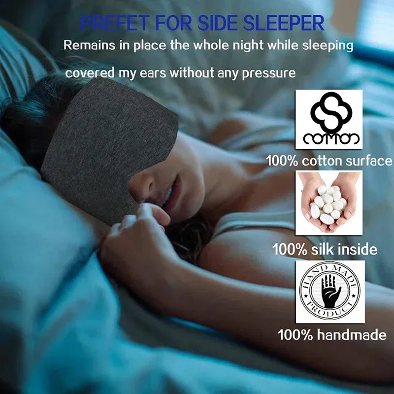 Cotton Sleep Eye Mask,100% Blocking Light Sleeping Mask for Side Sleeper,Soft Zero Pressure Cooling Blackout Eye Masks for Sleep