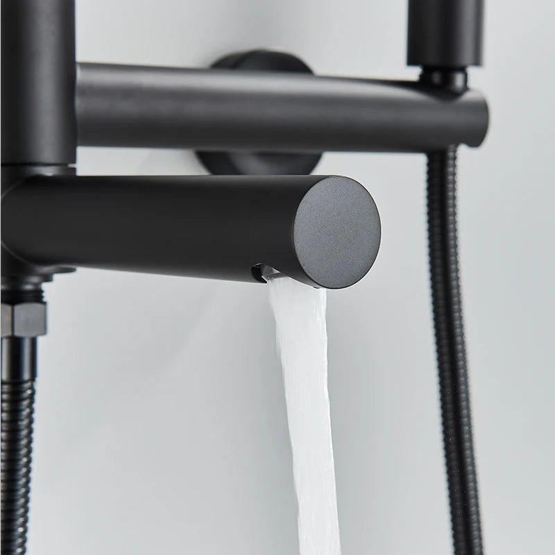 Matte Black Bathtub Faucet Swivel Spout Shower Faucet Wall Mounted Hot Cold Water Mixer For Bathroom Chrome Bath Shower Faucet