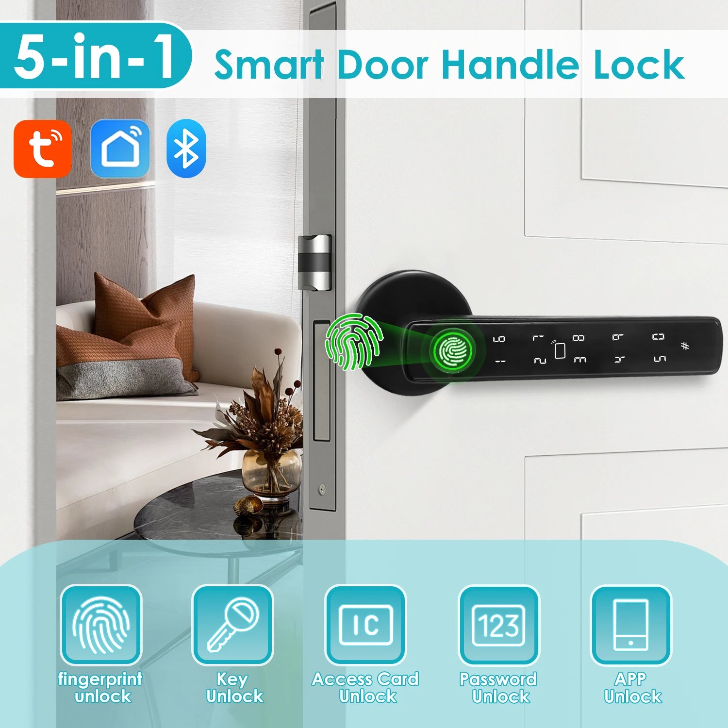 Tuya Smart Bluetooth Door Lock Biometric Electronic Lock Home Kit Smart Home Automation Home Protection Smart Life Control