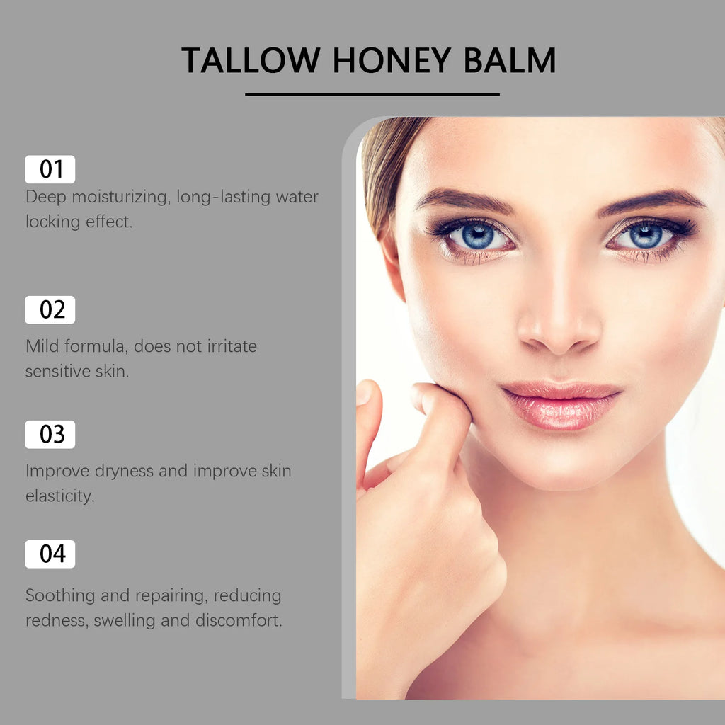 Tallow and Honey Balm Long Lasting Moisturizing Skin Firming Deep Nourishing Non-greasy Tallow Honey Balm for Dark Spots Removal