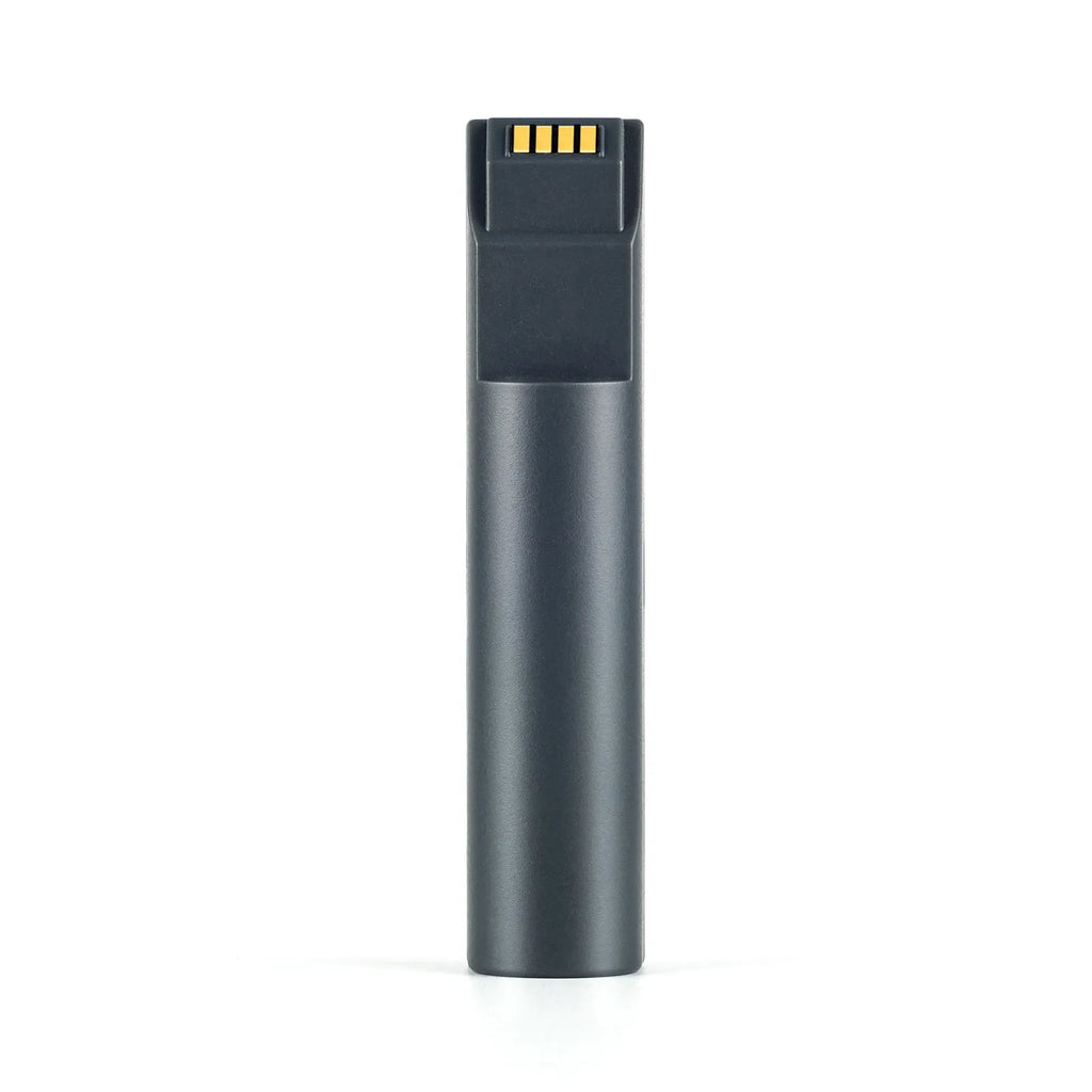 Black barcode scanner battery pack with gold contact strip on top