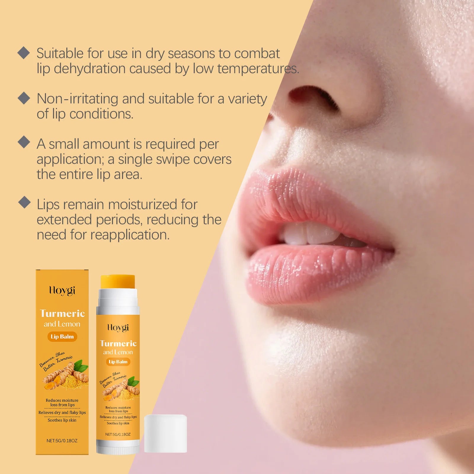 Turmeric Lemon Lip Balm for Dark Lips | Moisturizing Treatment Lip Care Tidesmit