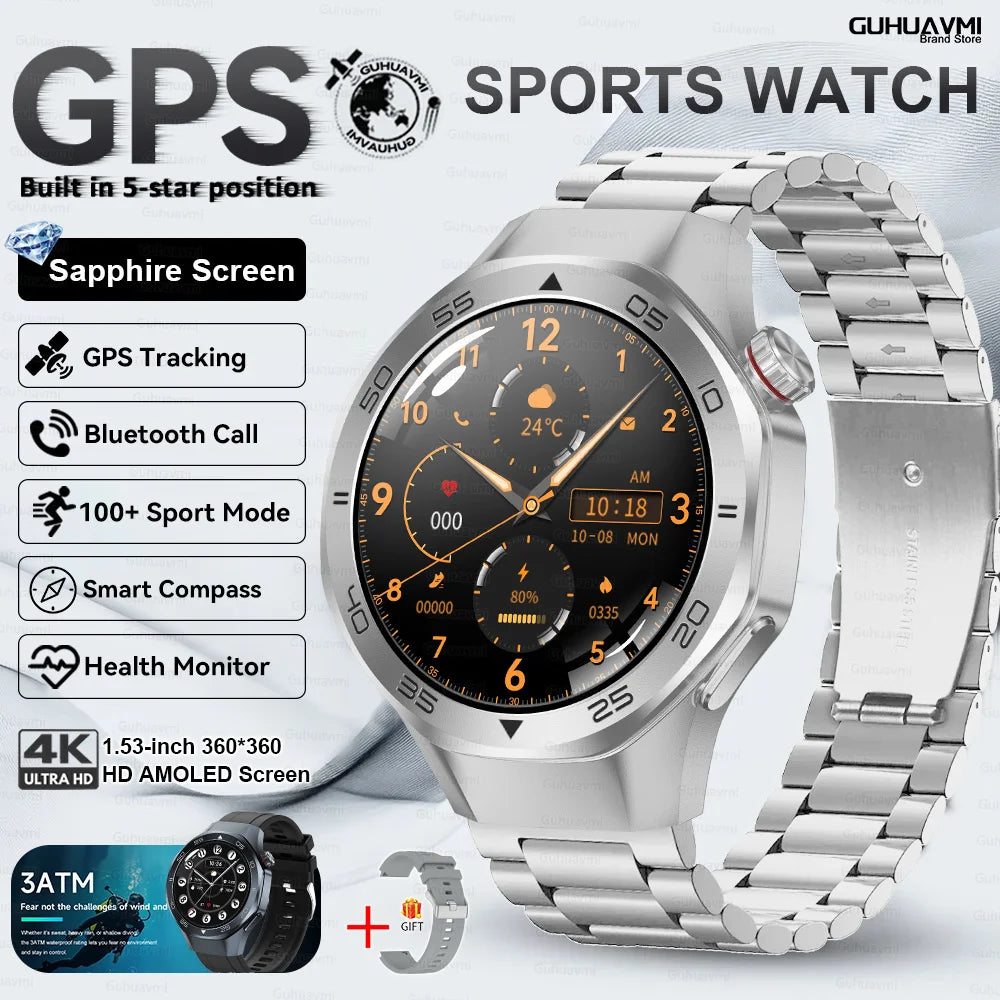 2026New Smart Watch GPS Positioning 3ATM Waterproof GPS Tracker Compass Men Bluetooth Call Heart rate 170+Sports Watch Men Women