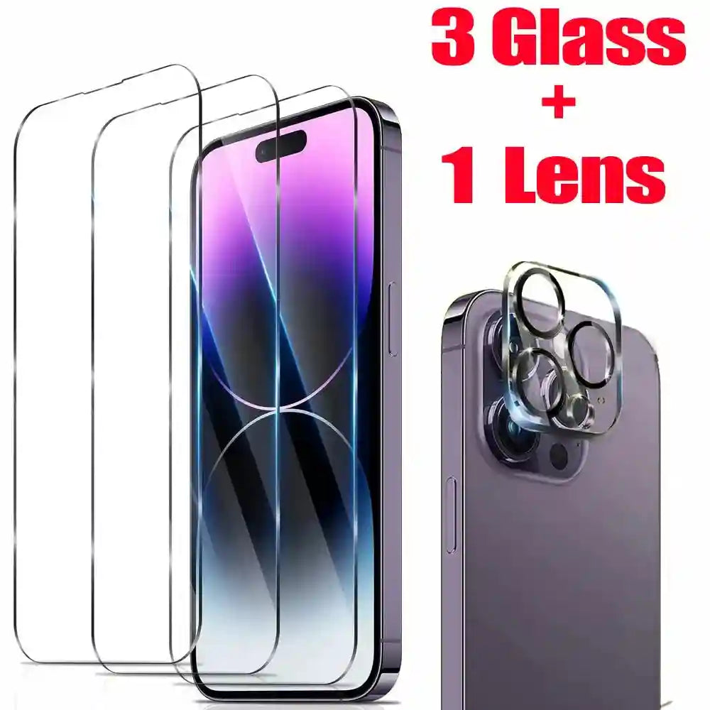 iPhone Screen Protector and Camera Lens Kit - 9H Tempered Glass AE 3 Glass 1 Lens CHINA|Tempered glass Tidesmit