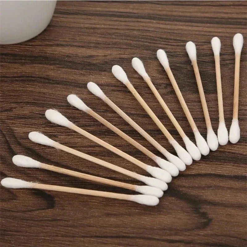 Double Head Cotton Swabs 500 Pcs for PMU Machines - Wood Sticks Permanent Makeup Machines Tidesmit